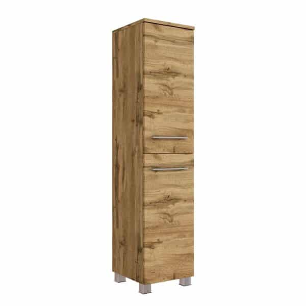 Badezimmer Hochschrank in Wildeiche Optik 130 cm hoch