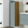 Badezimmer Hochschrank in Graugrün und Wildeiche Optik 30 cm breit