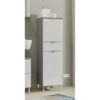 Bad Hochschrank in Weiß Hochglanz und Dunkelgrau 120 cm hoch