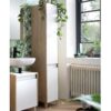 Badezimmer Hochschrank in Weiß und Eiche hell Made in Germany